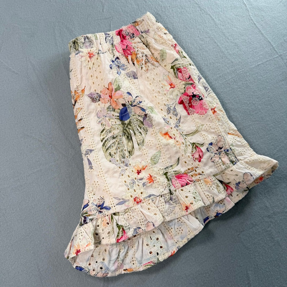 Dance & Marvel Shorts Women S Cream Floral Eyelet Ruffle Boho Soft Girl Summer - Picture 7 of 8